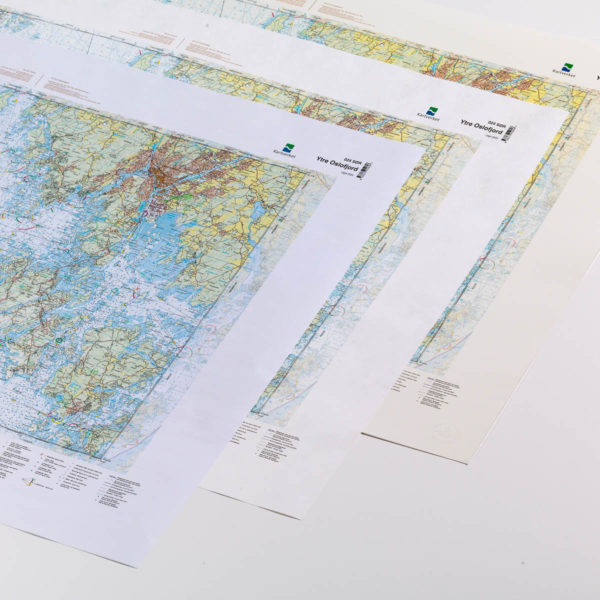 Sjøkart og landkart print-on-demand (POD)
