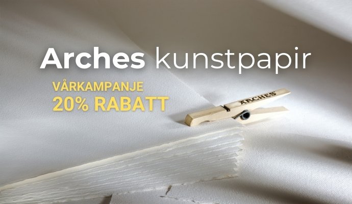 Kunstpapir fra Arches til vannmaling, olje og blyant.