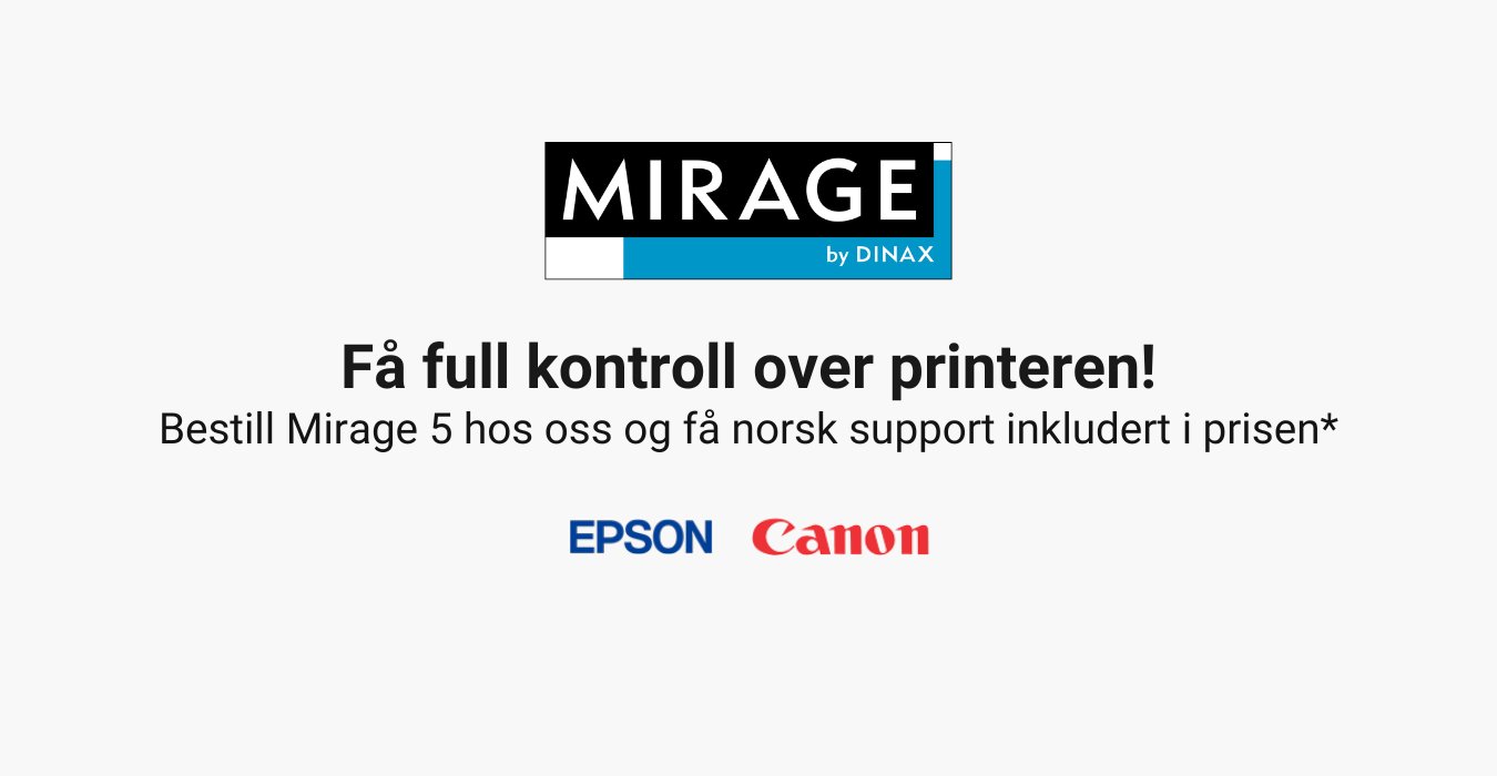 Dinax Mirage programvare for utskrift av av foto og kunst.