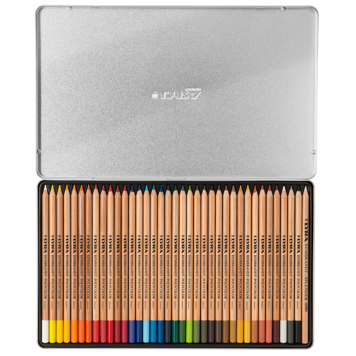 Lyra Rembrandt Polycolor – sett med 36 fargeblyanter i metallskrin