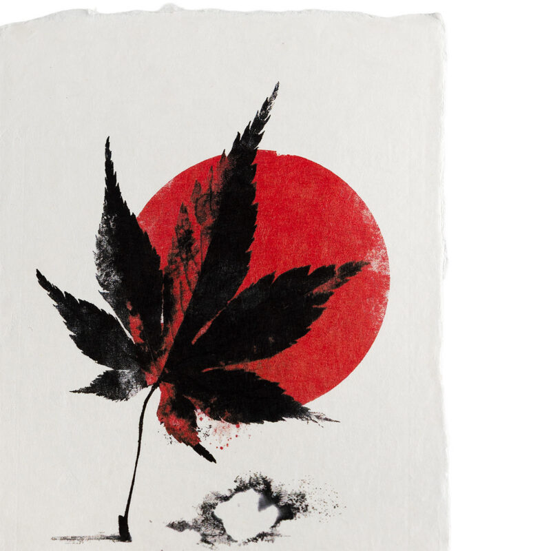 Detalj av kunstkort printet på Awagami Shiramine håndlaget japansk kunstpapir 10 × 15 cm